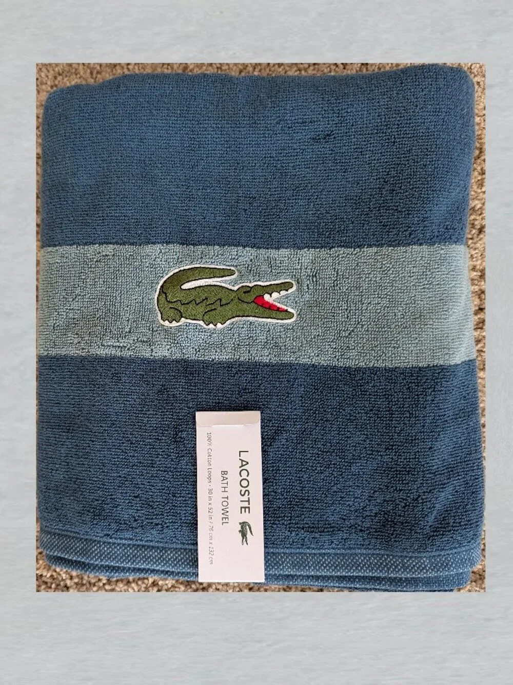 LACOSTE Big Crocodile Teal-Turquoise Bath Towel Bath Towel Measures 30